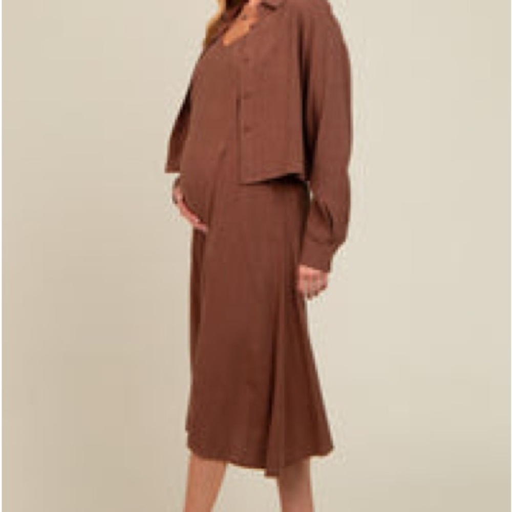 Elegant Brown Dress with Jacket